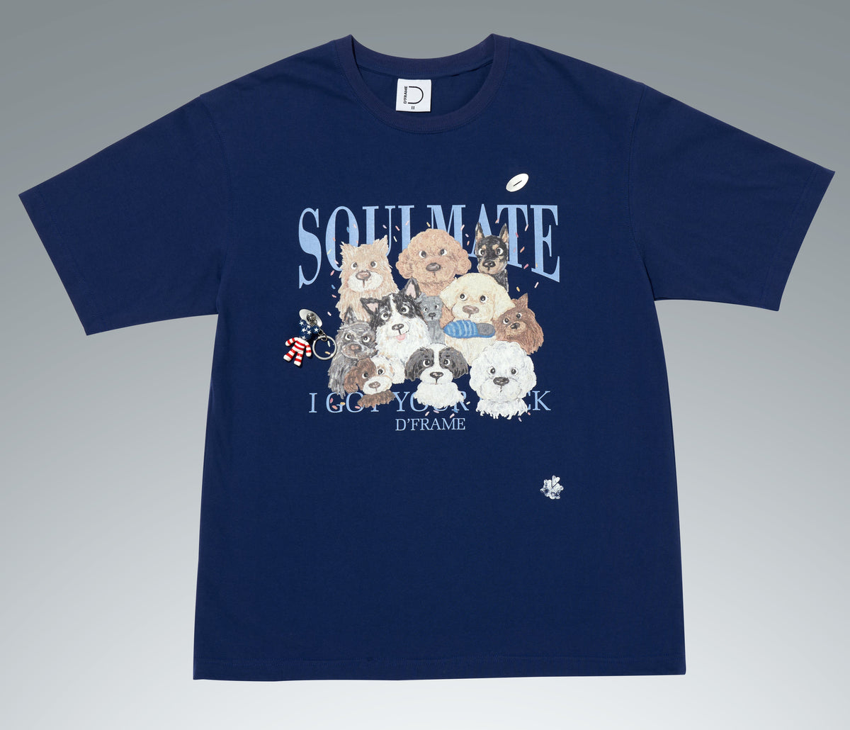 [DFRAME] Lovely Dog Printed Short Sleeve T-shirt "SOULMATE" Casual Men's Short Sleeve T-shirt