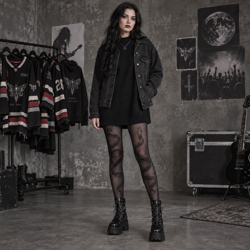 Gothic Pattern Fishnet Tights