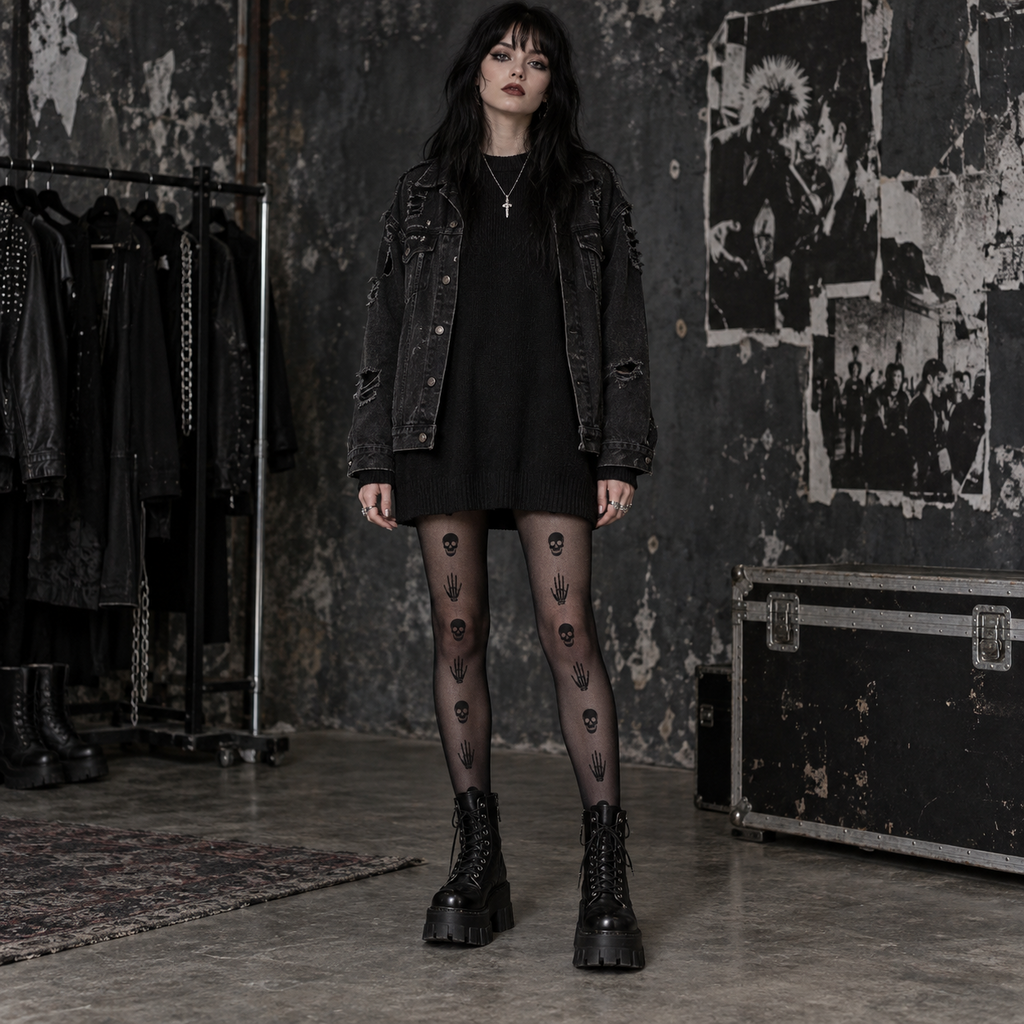 Gothic Pattern Fishnet Tights