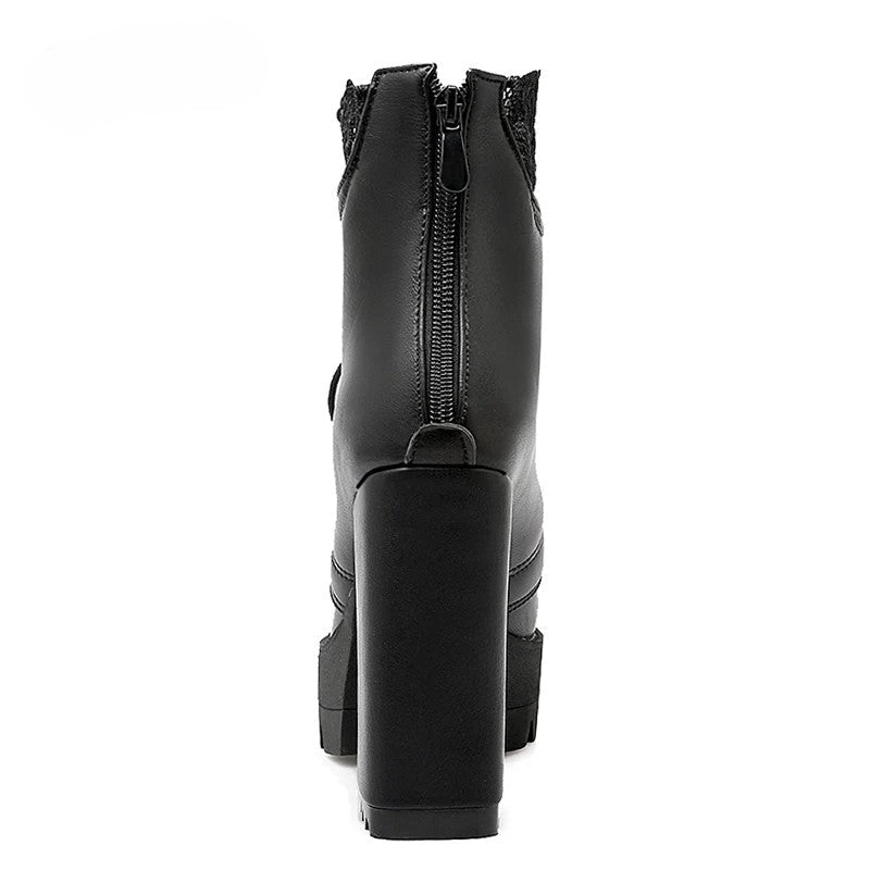 Dark Fae Gothic Lace Top High heeled Boot